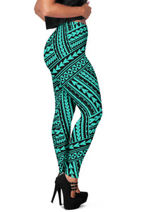Polynesian Nation Turquoise Hawaii Women's Leggings AH - Polynesian Pride