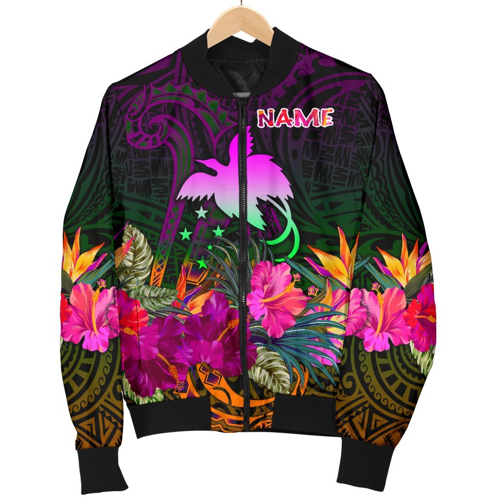Papua New Guinea Personalised Men's Bomber Jacket - Summer Hibiscus - Polynesian Pride