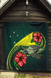 Tokelau Polynesian Premium Quilt - Green Turtle Hibiscus - Polynesian Pride