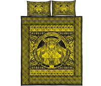 Hawaii Polynesian Pele Mauna Kea Quilt Bed Set Yellow - Polynesian Pride