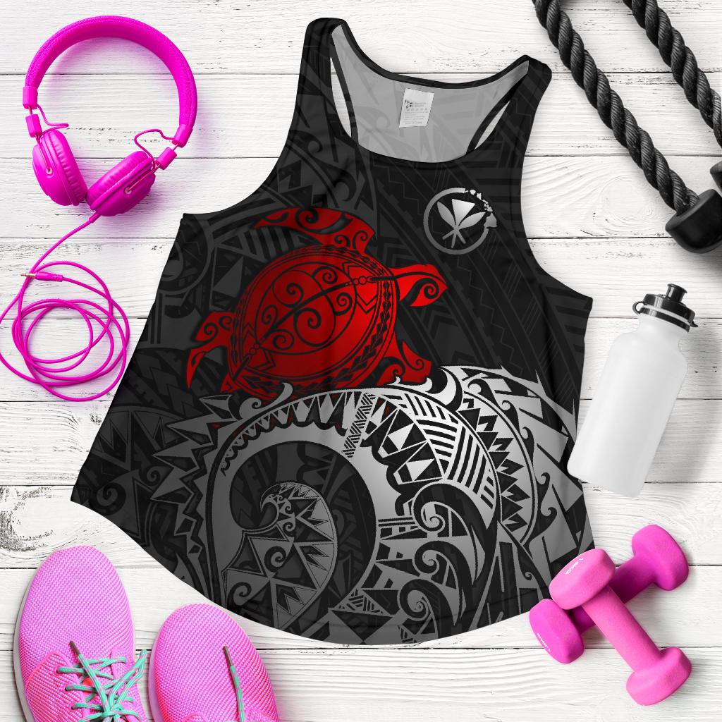 Polynesian Hawaii Women's Racerback Tank - Polynesian Turtle (Red) RED - Polynesian Pride