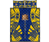 Tokelau Quilt Bed Set - Tokelau Coat Of Arms Yellow Tattoo Style Art - Polynesian Pride