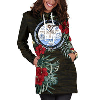 Marshall Islands Hoodie Dress - Marshall Islands Seal Hibiscus - Polynesian Pride