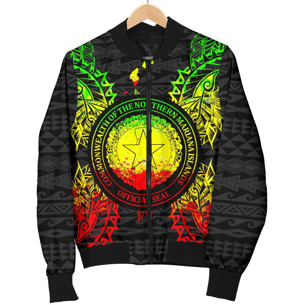 Northern Mariana Islands Polynesian Men's Bomber Jacket Map Reggae - Polynesian Pride
