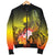 Marshall Islands Men's Bomber Jacket - Humpback Whale with Tropical Flowers (Yellow) - Polynesian Pride