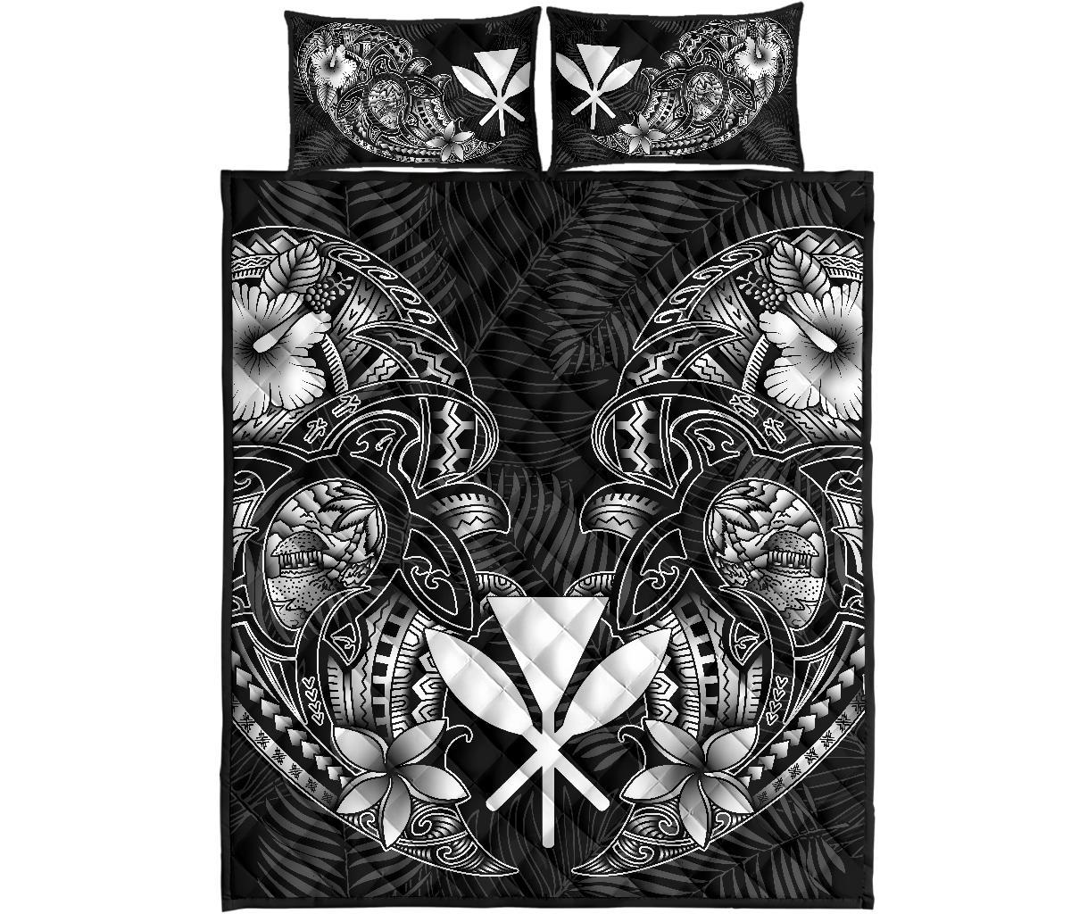 Polynesian Hawaii (Kanaka Maoli) Quilt Bed Set - White Turtle Homeland - Polynesian Pride