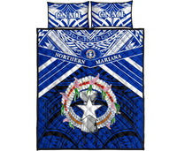 Northern Mariana Islands Rugby Quilt Bed Set Spirit - Cnmi Blue - Polynesian Pride