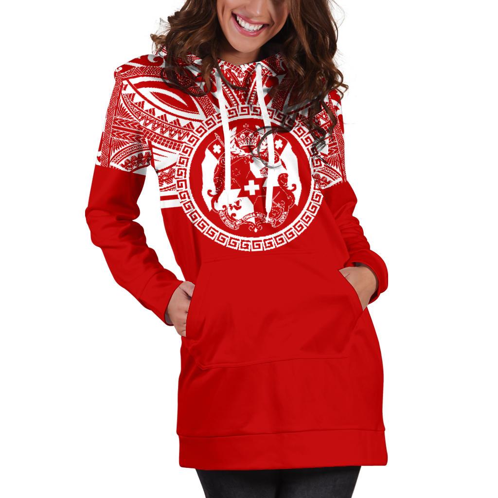 Tonga Women Hoodie Dress - Tonga Coat Of Arms Polynesian Flag Color - Polynesian Pride