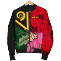 Vanuatu Men's Bomber Jacket - Vanuatu Flag with Hibiscus - Polynesian Pride