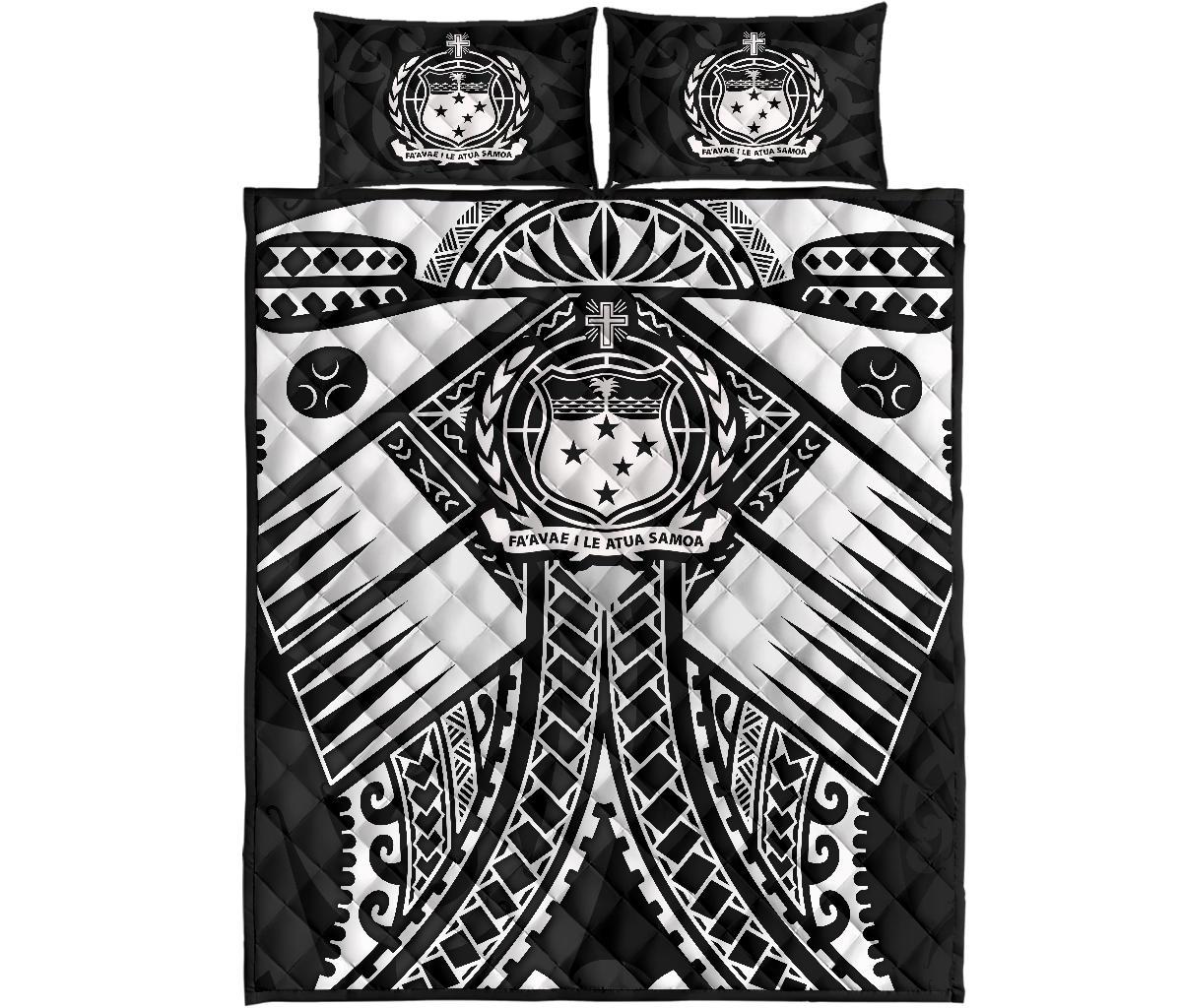 Samoa Polynesian Quilt Bed Set - Samoa White Seal with Polynesian Tattoo - Polynesian Pride