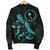 Chuuk Polynesian Men's Bomber Jacket - Turtle With Blooming Hibiscus Turquoise - Polynesian Pride