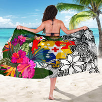 Tonga Sarong White - Turtle Plumeria Banana Leaf - Polynesian Pride
