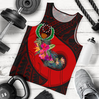 Pohnpei Men's Tank Top - Polynesian Hook And Hibiscus (Red) - Polynesian Pride