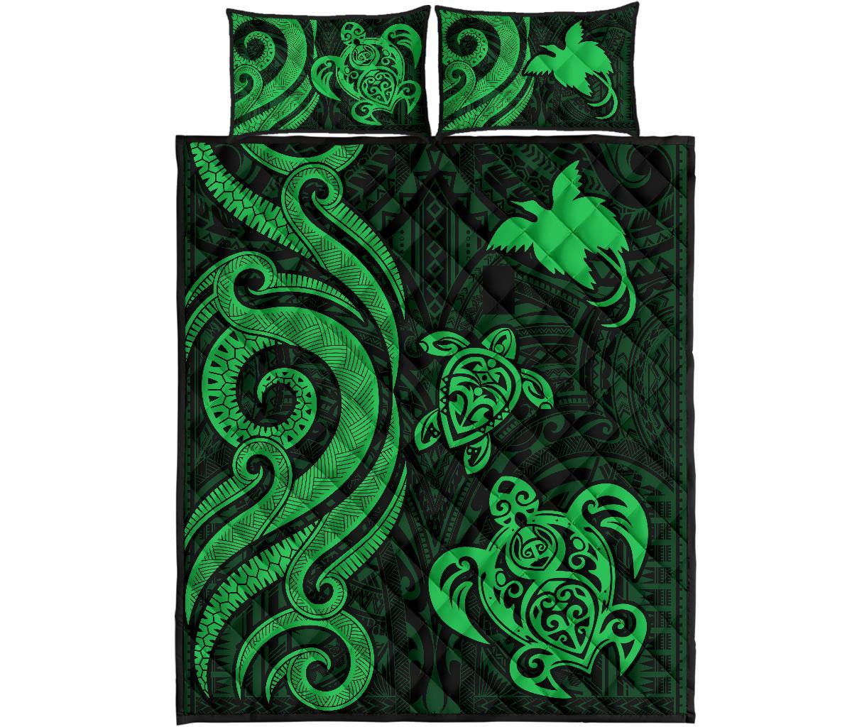Papua New Guinea Quilt Bed Set - Green Tentacle Turtle - Polynesian Pride
