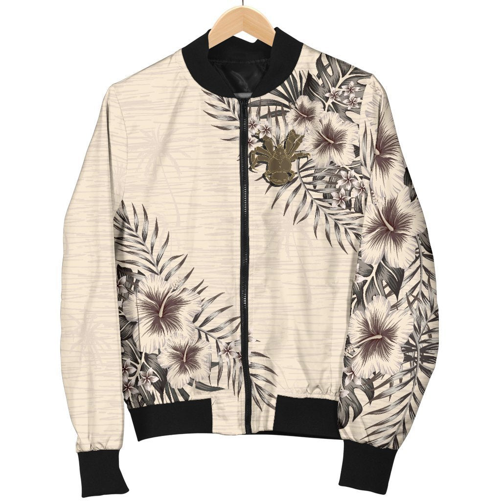 Niue Men's Bomber Jacket - The Beige Hibiscus - Polynesian Pride