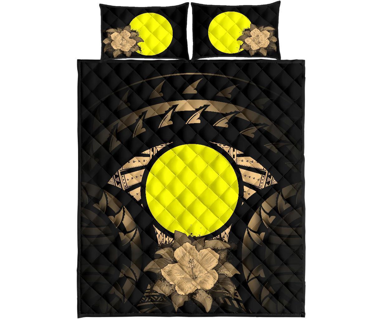 Palau Polynesian Quilt Bed Set Hibiscus Gold - Polynesian Pride
