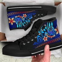 Pohnpei High Top Shoes Blue - Vintage Tribal Mountain - Polynesian Pride