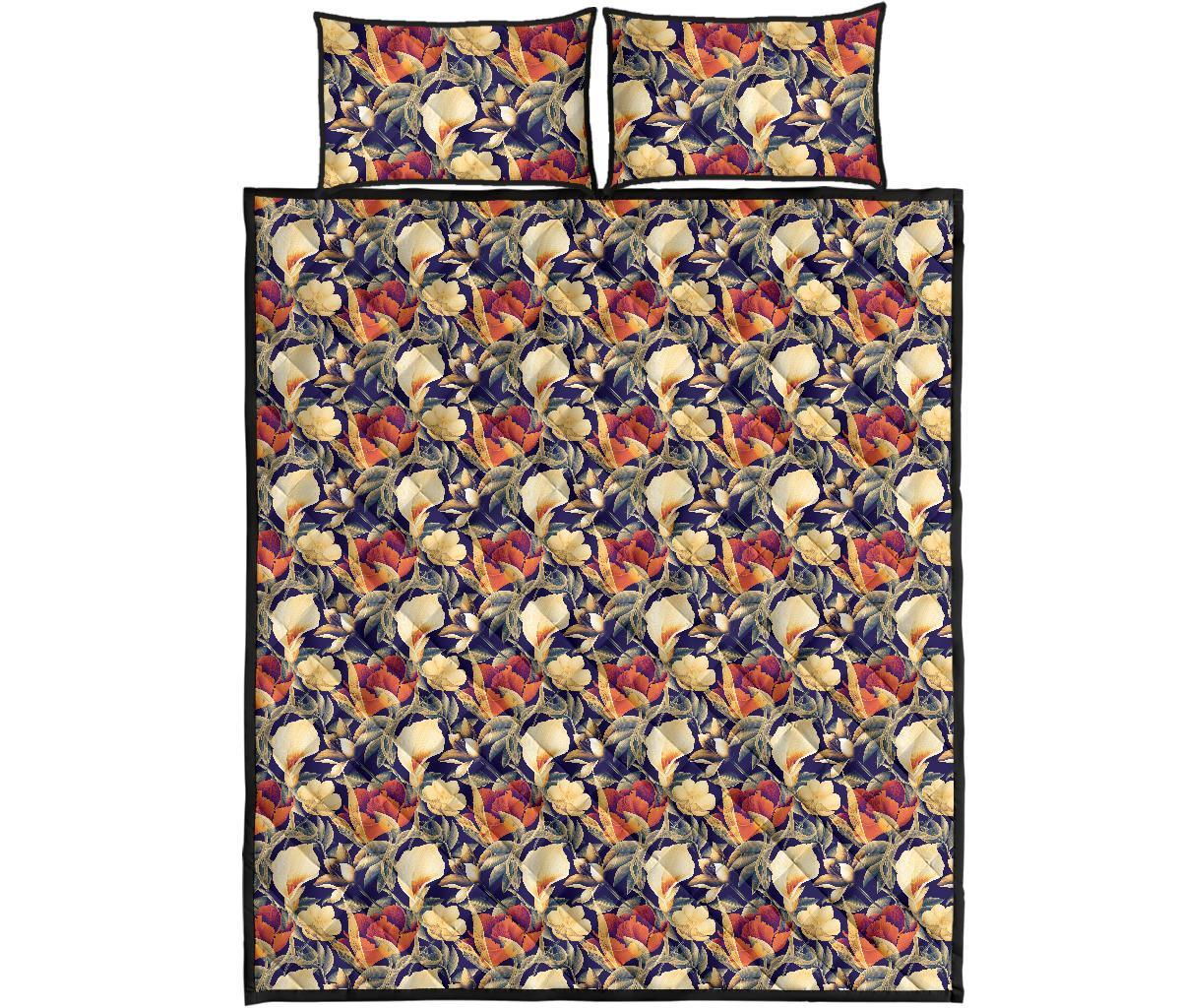 Hawaii Quilt Bed Set Seamless Tropical Flower Plant And Leaf Pattern Background AH - Polynesian Pride