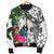 Kosrae Men's Bomber Jacket White - Turtle Plumeria Banana Leaf - Polynesian Pride