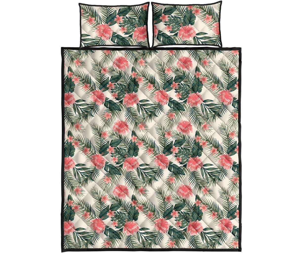 Hawaii Quilt Bed Set Hibiscus Plumeria Tropical Red AH - Polynesian Pride