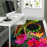 Cook Islands Polynesian Area Rug - Hibiscus and Banana Leaves - Polynesian Pride