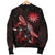Nauru Polynesian Men's Bomber Jacket - Turtle With Blooming Hibiscus Red - Polynesian Pride