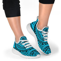 American Samoa Polynesian Tattoo Mesh Knit Sneakers Blue - Polynesian Pride