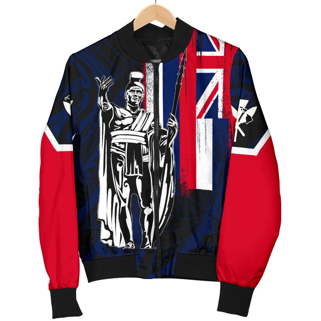 Hawaii King Flag Polynesian Women's Bomber Jacket - Blue - Polynesian Pride