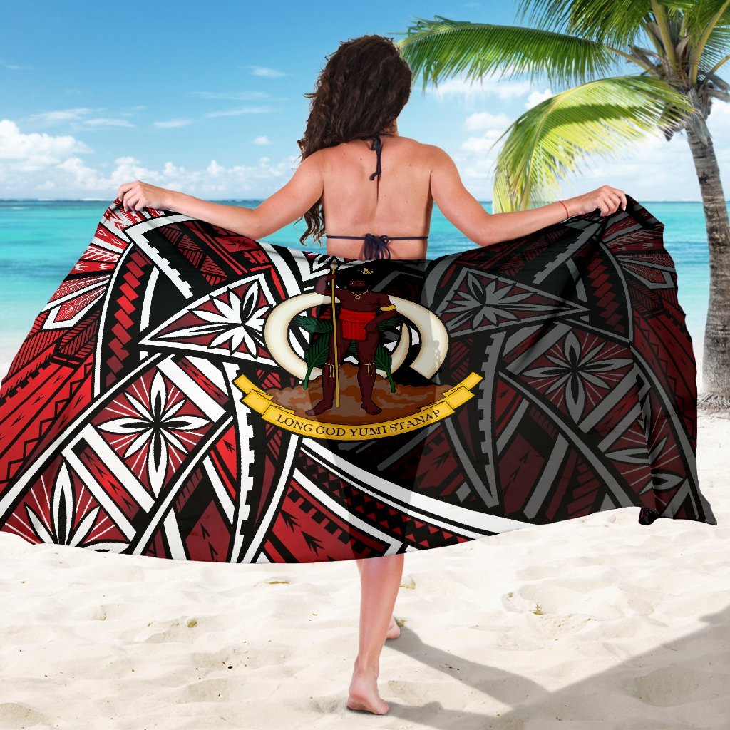 Vanuatu Sarong - Tribal Flower Special Pattern Red Color - Polynesian Pride