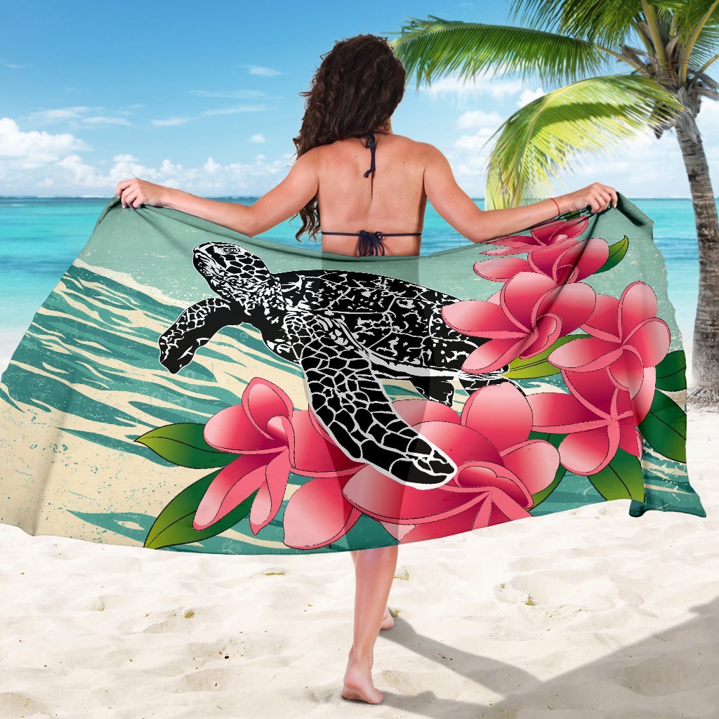 Hawaii Sarong - Hawaii Turtles With Plumeria Classic Sarong - Polynesian Pride