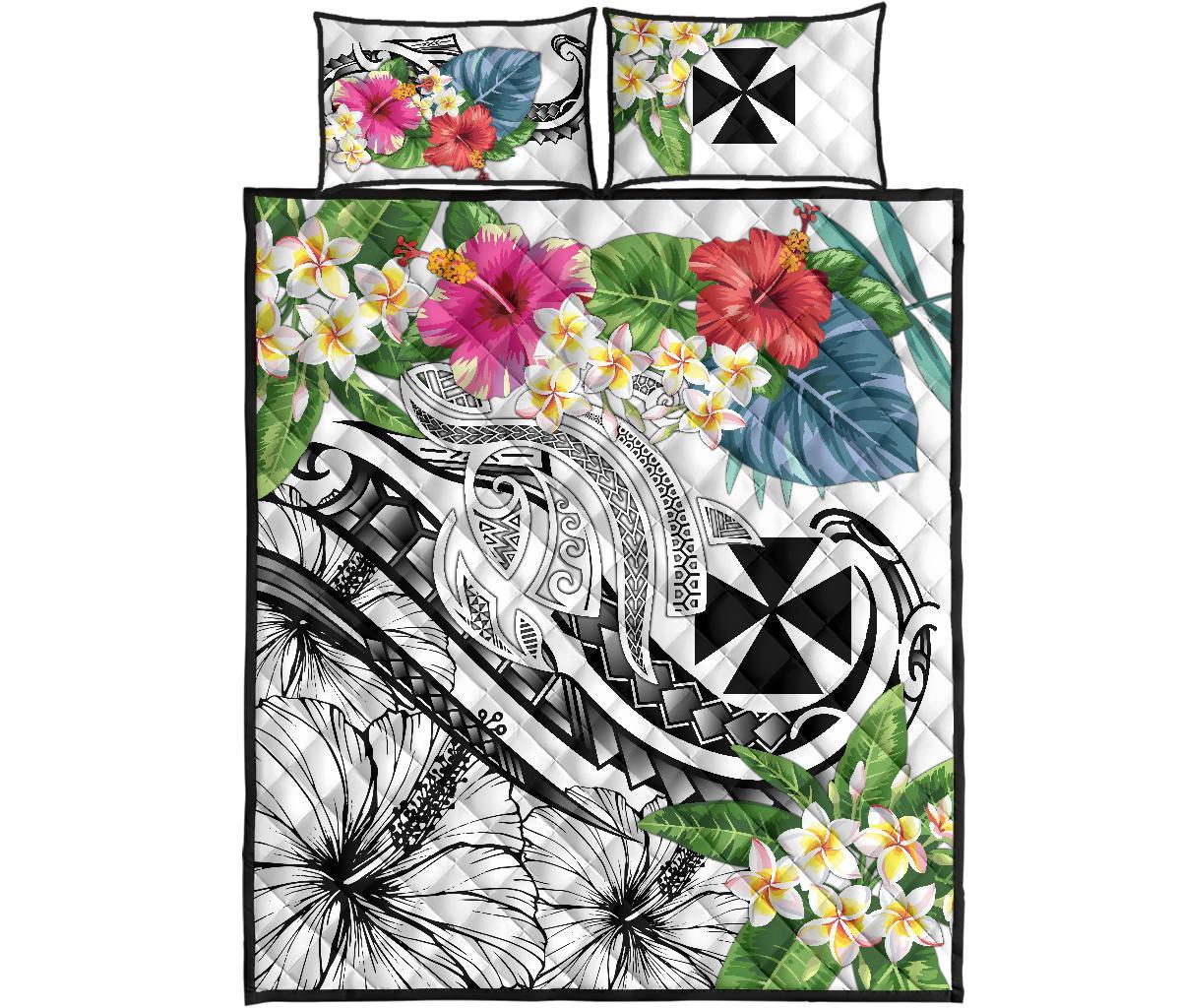 Wallis and Futuna Polynesian Quilt Bed Set - Summer Plumeria (White) - Polynesian Pride
