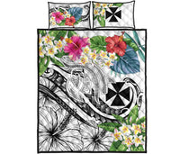 Wallis and Futuna Polynesian Quilt Bed Set - Summer Plumeria (White) - Polynesian Pride