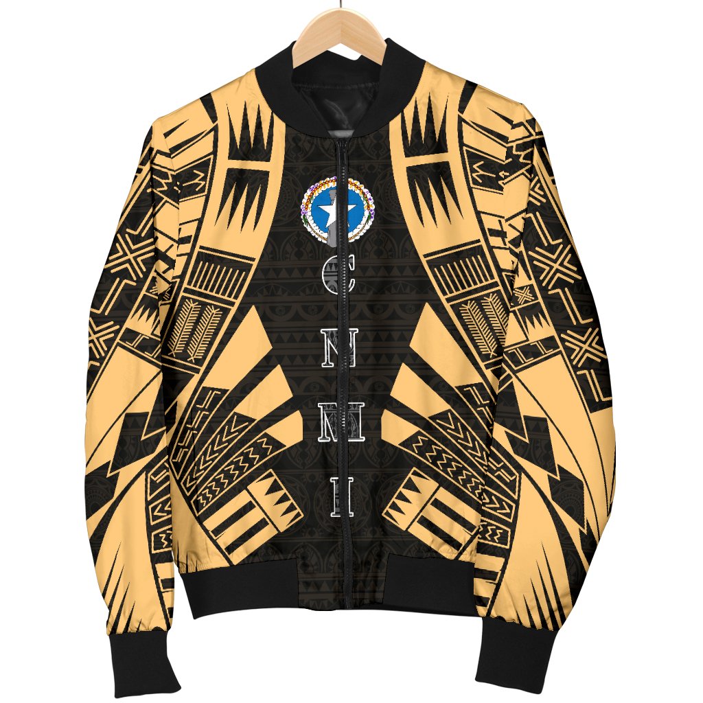 Northern Mariana Islands Men Bomber Jackets - Polynesian Tattoo Gold - Polynesian Pride
