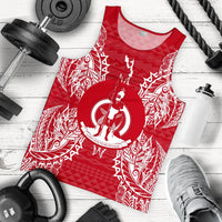 Vanuatu Polynesian Men Tank Top Map Red White - Polynesian Pride