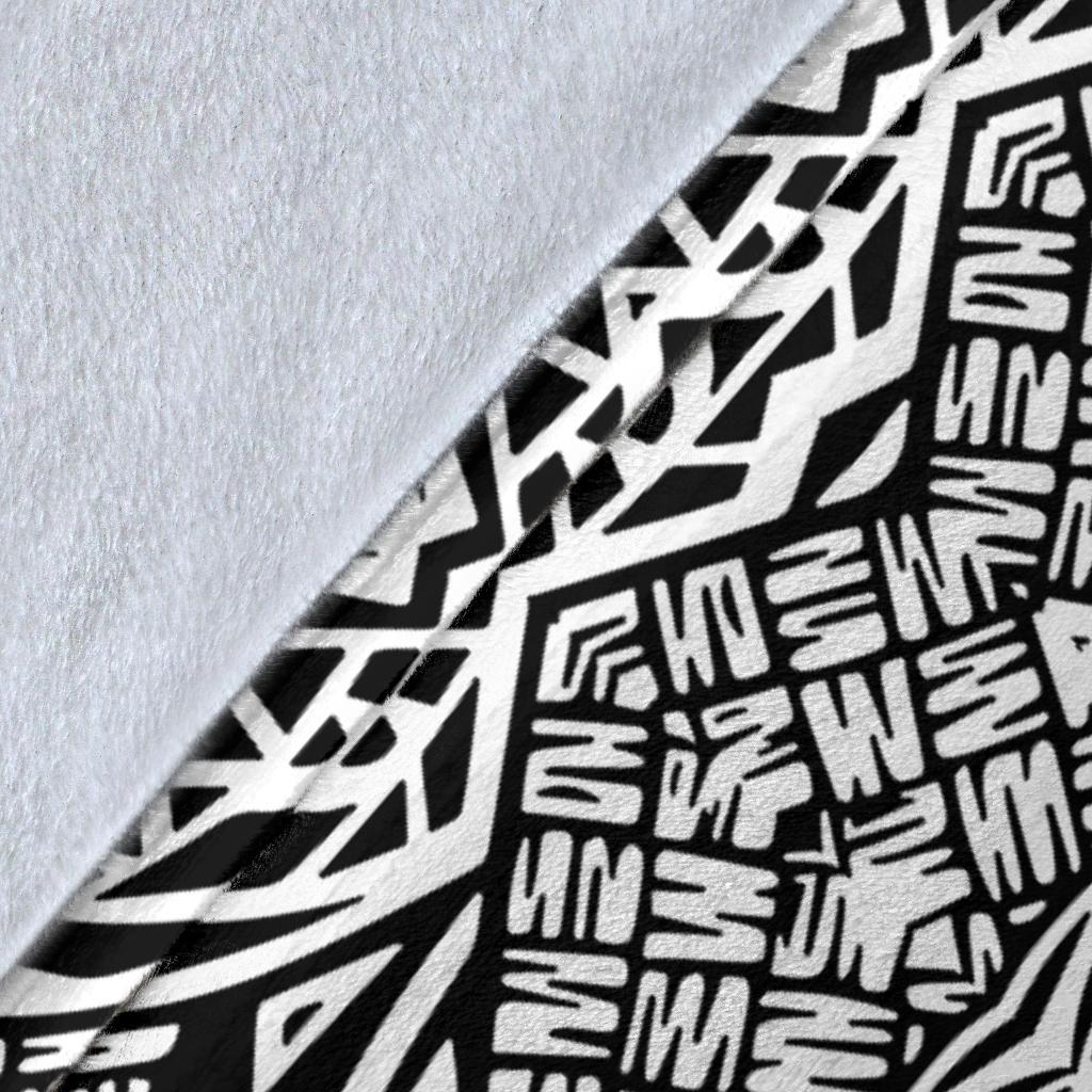 Hawaiian Tribal Polynesian Premium Blanket - Circle Style White - Polynesian Pride