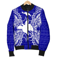 Papua New Guinea Polynesian Men's Bomber Jacket Map Blue - Polynesian Pride