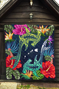 Hawaii Shark Tropical Color Premium Quilt - Polynesian Pride