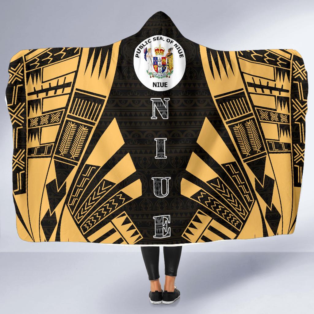 Niue Hooded Blanket - Polynesian Tattoo Gold - Polynesian Pride