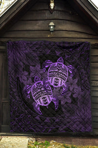 Hawaii Premium Quilt - Turtle Strong Pattern Hibiscus Plumeria Violet AH - Polynesian Pride