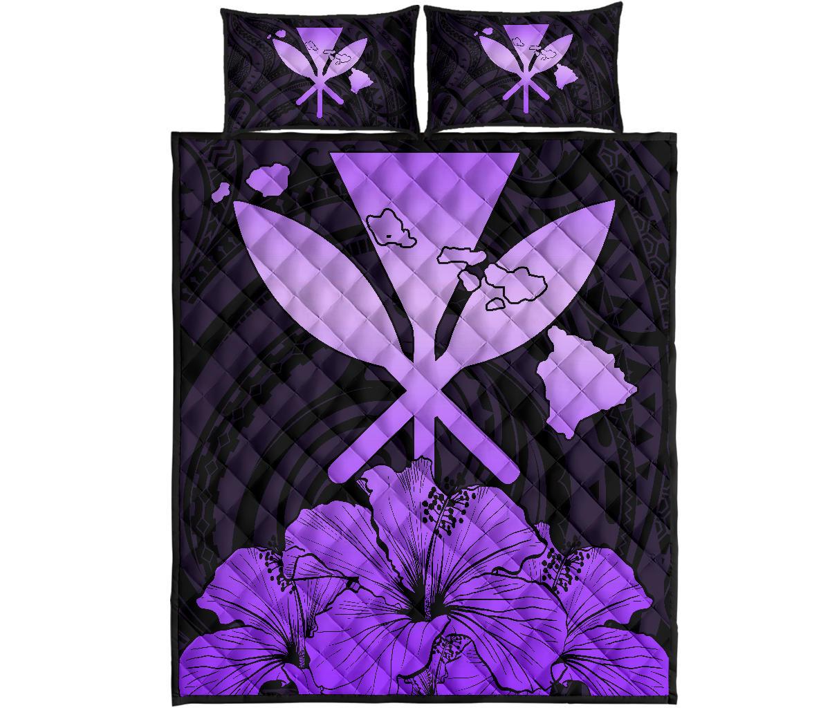 Hawaiian Kanaka Quilt Bed Set Hibiscus Polynesian Love Violet Violet - Polynesian Pride