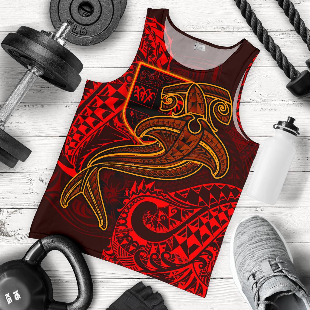 Fiji Men's Tank Top - Red Shark Polynesian Tattoo Red - Polynesian Pride