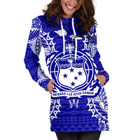 Samoa Polynesian Hoodie Dress Map Blue - Polynesian Pride