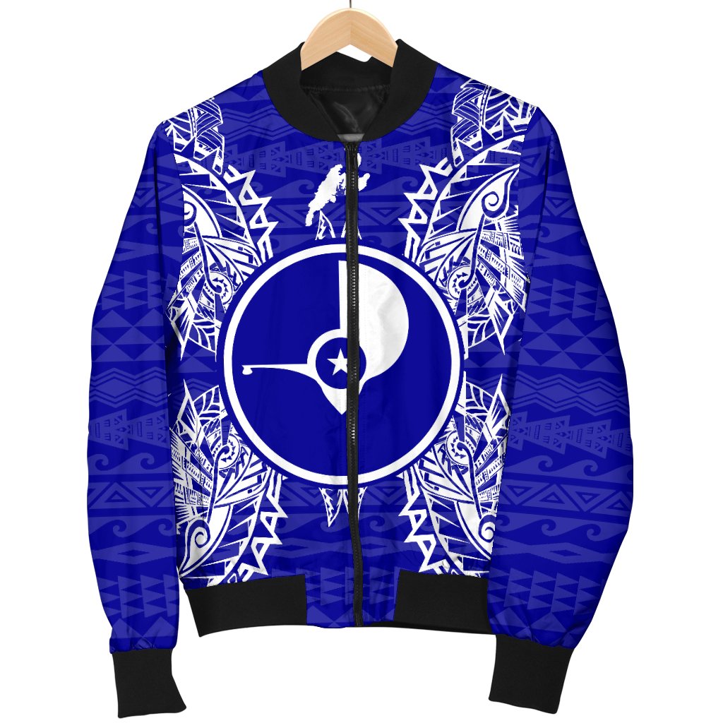 Yap Polynesian Men's Bomber Jacket Map Blue - Polynesian Pride