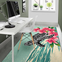 Hawaii Area Rug - Hawaii Turtles With Plumeria Classic Area Rug - Polynesian Pride