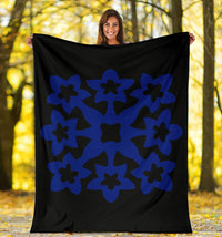 Hawaiian Premium Blanket Royal Pattern - Black And Blue - A1 Style - Polynesian Pride