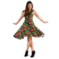 Hawaii Hibiscus Green Midi Dress - Polynesian Pride