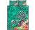 Polynesian Quilt Bed Set - Turtle Plumeria Turquoise Color - Polynesian Pride