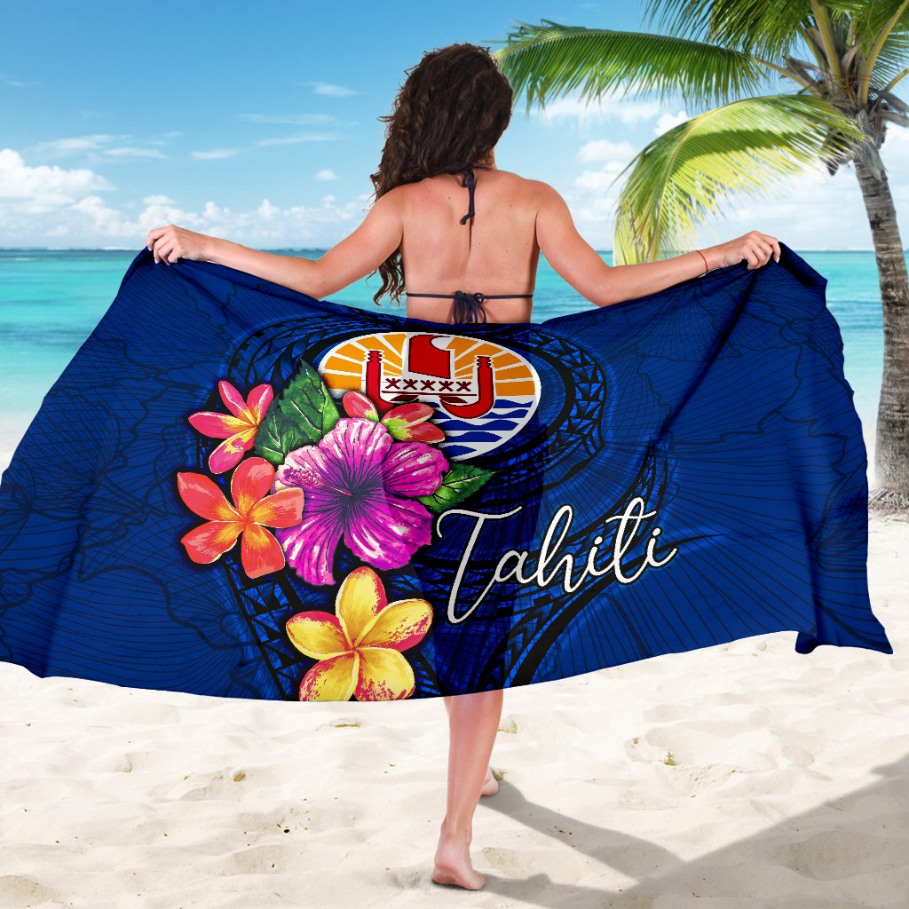 Tahiti Polynesian Sarong - Floral With Seal Blue - Polynesian Pride