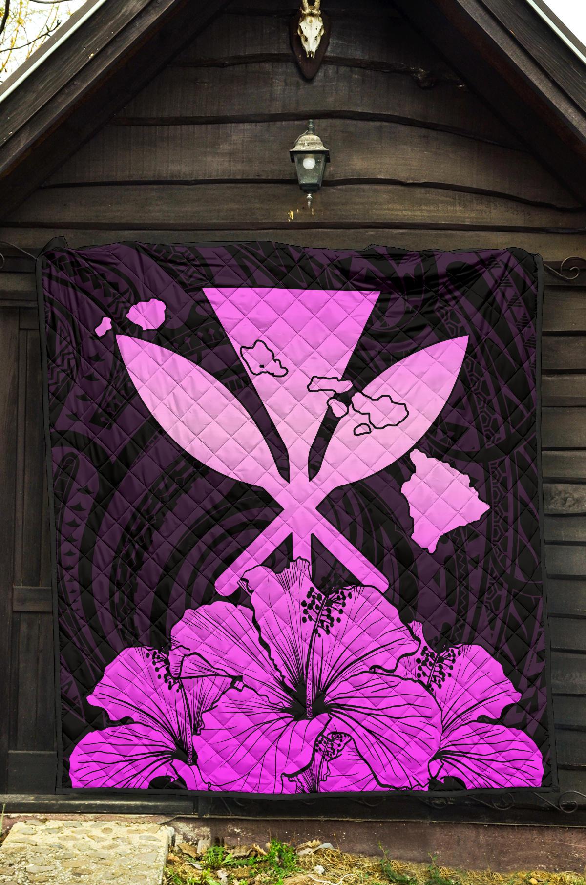 Hawaiian Kanaka Premium Quilt Hibiscus Polynesian Love Pink - Polynesian Pride