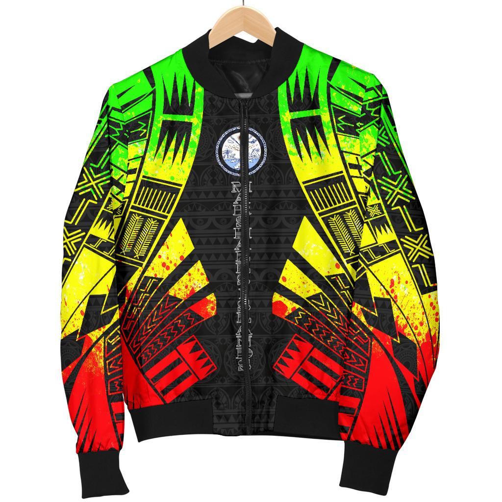Marshall Islands Men Bomber Jackets - Polynesian Tattoo Reggae - Polynesian Pride